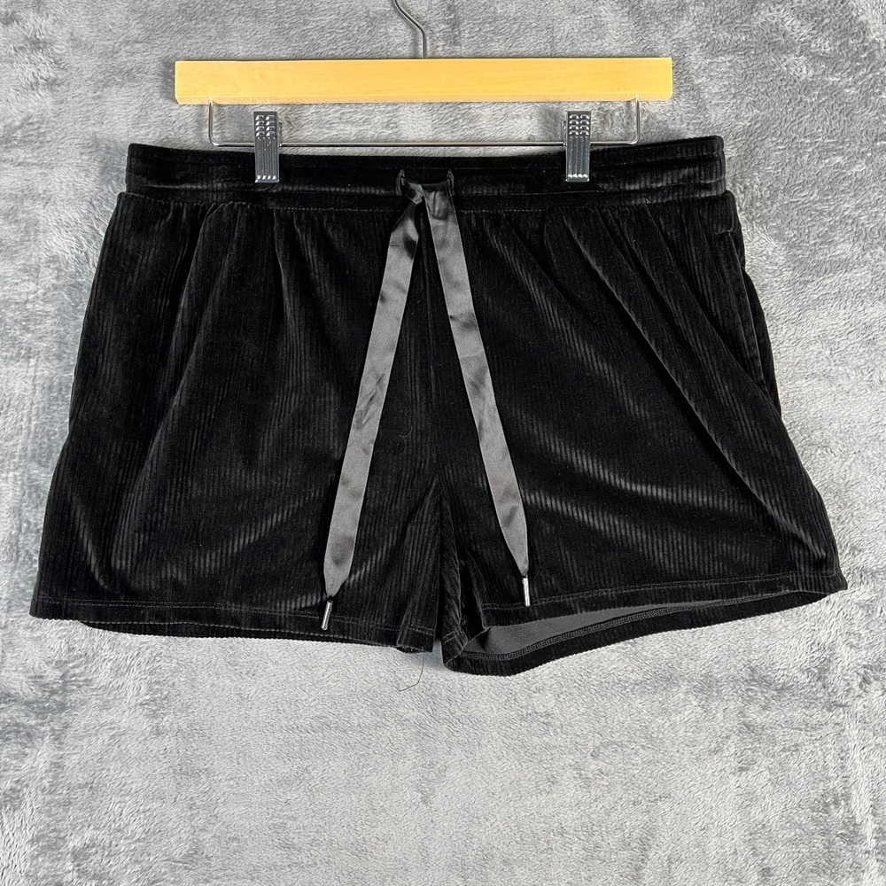 Jaclyn Intimates Lounge Shorts Womens Large Black Corduroy Stretch Drawstring